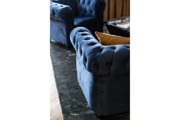 Chesterfield Lyx suuri mukava syvä samettinojatuoli – Nojatuoli olohuoneeseen - Sininen - Huonekalut - Tuoli & nojatuoli - Nojatuoli & lepotuoli - Chesterfield-nojatuolit