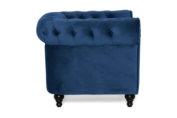 Chesterfield Lyx suuri mukava syvä samettinojatuoli – Nojatuoli olohuoneeseen - Sininen - Huonekalut - Tuoli & nojatuoli - Nojatuoli & lepotuoli - Chesterfield-nojatuolit