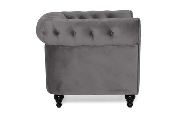 Chesterfield Lyx suuri mukava syvä samettinojatuoli – Nojatuoli olohuoneeseen - Tummanharmaa - Huonekalut - Tuoli & nojatuoli - Nojatuoli & lepotuoli - Chesterfield-nojatuolit
