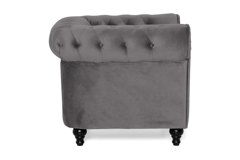 Chesterfield Lyx suuri mukava syvä samettinojatuoli – Nojatuoli olohuoneeseen - Tummanharmaa - Huonekalut - Tuoli & nojatuoli - Nojatuoli & lepotuoli - Chesterfield-nojatuolit