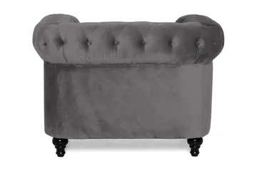 Chesterfield Lyx suuri mukava syvä samettinojatuoli – Nojatuoli olohuoneeseen - Tummanharmaa - Huonekalut - Tuoli & nojatuoli - Nojatuoli & lepotuoli - Chesterfield-nojatuolit