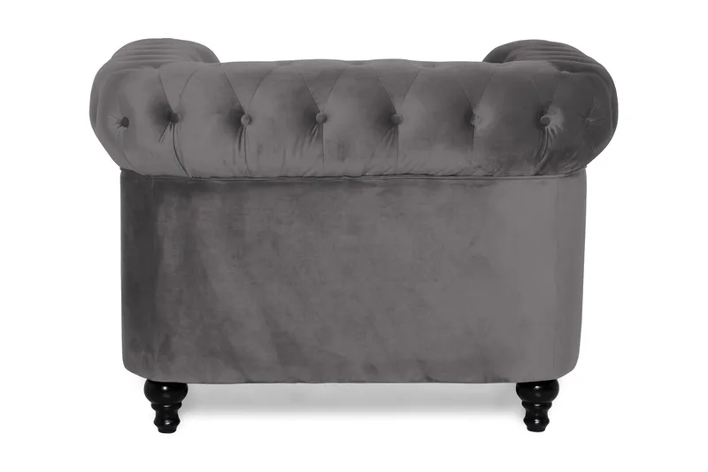Chesterfield Lyx suuri mukava syvä samettinojatuoli – Nojatuoli olohuoneeseen - Tummanharmaa - Huonekalut - Tuoli & nojatuoli - Nojatuoli & lepotuoli - Chesterfield-nojatuolit