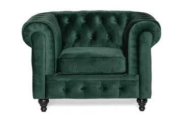 Chesterfield Lyx suuri mukava syvä samettinojatuoli – Nojatuoli olohuoneeseen - Tummanvihreä - Huonekalut - Tuoli & nojatuoli - Nojatuoli & lepotuoli - Chesterfield-nojatuolit