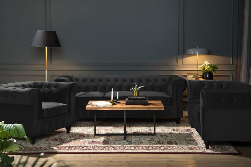 Chesterfield Lyx suuri mukava syvä samettinojatuoli – Nojatuoli olohuoneeseen - Huonekalut - Tuoli & nojatuoli - Nojatuoli & lepotuoli - Chesterfield-nojatuolit