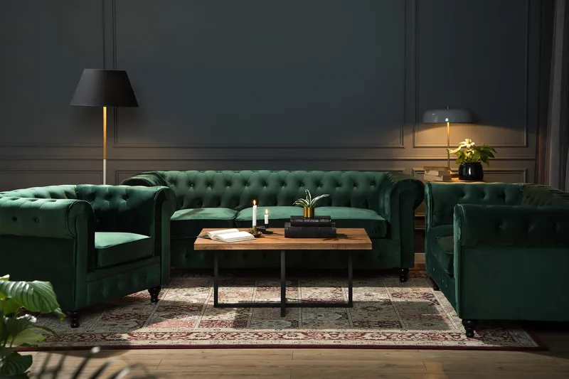 Chesterfield Lyx suuri mukava syvä samettinojatuoli – Nojatuoli olohuoneeseen - Huonekalut - Tuoli & nojatuoli - Nojatuoli & lepotuoli - Chesterfield-nojatuolit