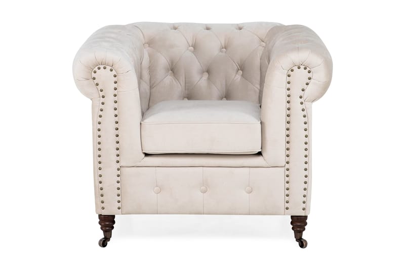 Nojatuoli Chester Deluxe Sametti - Beige - Huonekalut - Tuoli & nojatuoli - Nojatuoli & lepotuoli - Chesterfield-nojatuolit