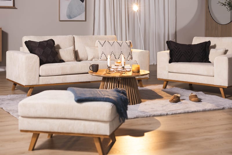 Copenhagen nojatuoli vakosamettia ja puujaloilla - Beige - Huonekalut - Tuoli & nojatuoli - Nojatuoli & lepotuoli