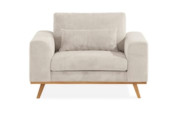 Copenhagen nojatuoli vakosamettia ja puujaloilla - Beige - Huonekalut - Tuoli & nojatuoli - Nojatuoli & lepotuoli