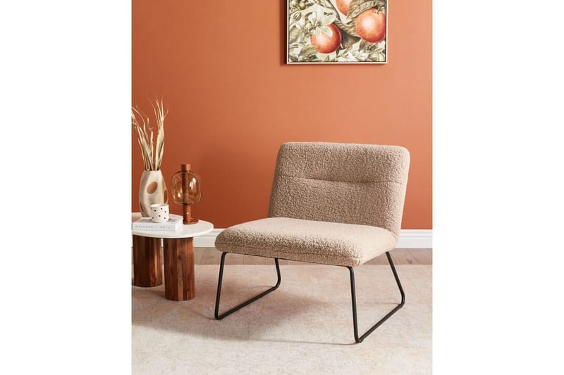 Nojatuoli Cotulla - Beige, musta/Bouclé - Huonekalut - Tuoli & nojatuoli - Nojatuoli & lepotuoli