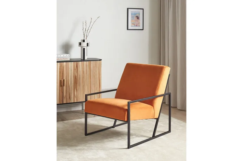 Nojatuoli Delary - Oranssi, musta - Huonekalut - Tuoli & nojatuoli - Nojatuoli & lepotuoli