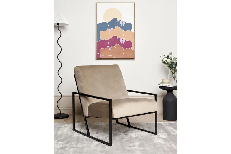 Nojatuoli Delary - Taupe, musta - Huonekalut - Tuoli & nojatuoli - Nojatuoli & lepotuoli