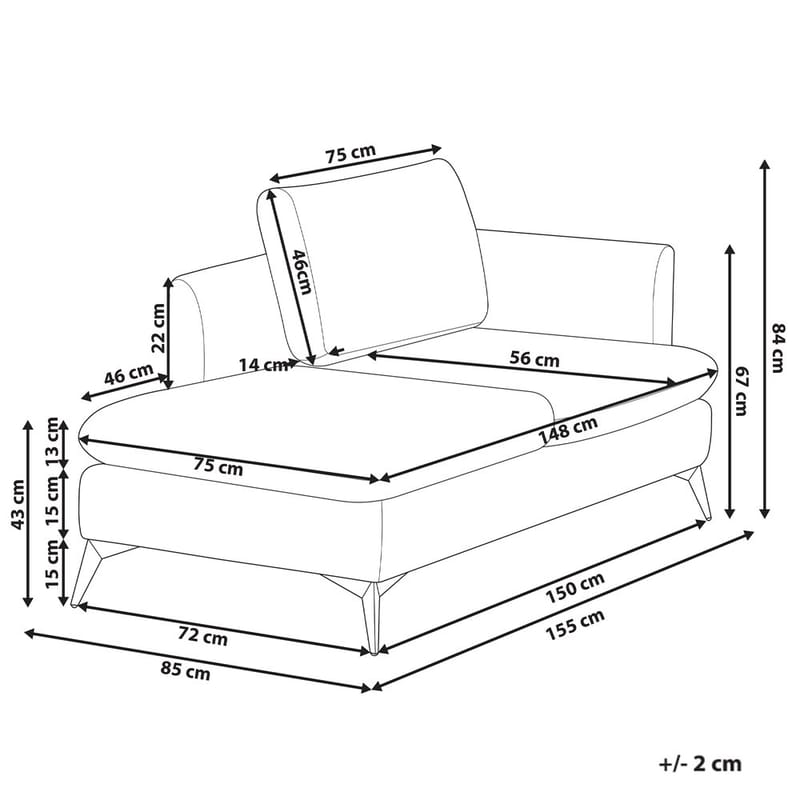 Divaani Sievoz - Harmaa, musta/Oikeakätinen - Huonekalut - Tuoli & nojatuoli - Nojatuoli & lepotuoli - Makuutuoli & divaanituoli