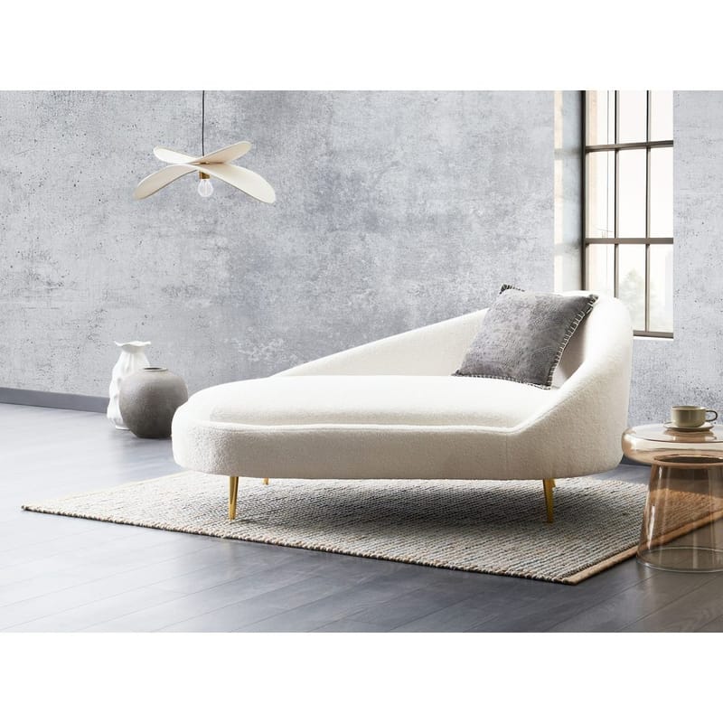 Divaani Valreas - Valkoinen, kulta/Oikeakätinen - Huonekalut - Tuoli & nojatuoli - Nojatuoli & lepotuoli - Makuutuoli & divaanituoli