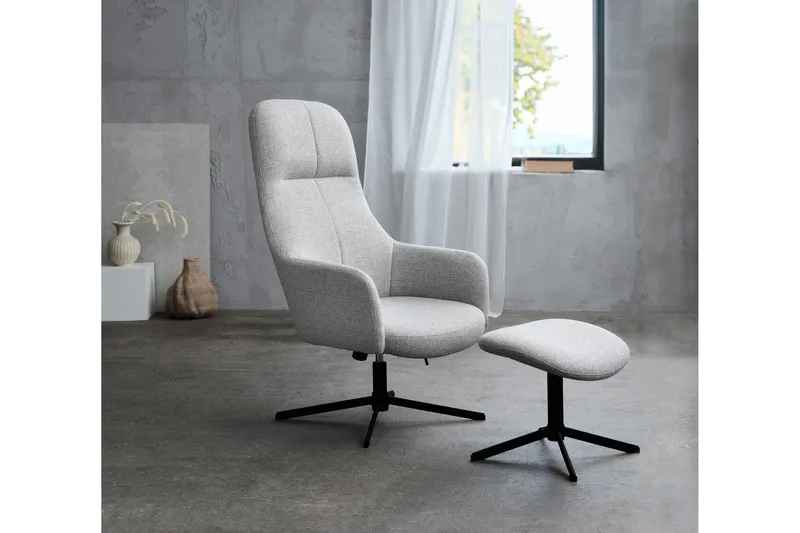 Dominique Recliner-nojatuoli - Vaaleanharmaa - Huonekalut - Tuoli & nojatuoli - Nojatuoli & lepotuoli - Nojatuoli rahilla