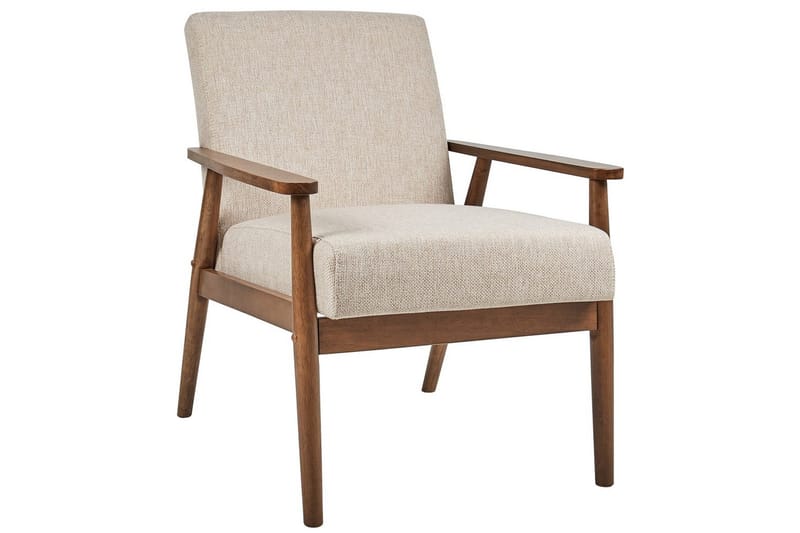 Nojatuoli Esrum Beige/tumma puu, Polyesteri - Beige/tumma puu, Polyesteri - Huonekalut - Tuoli & nojatuoli - Nojatuoli & lepotuoli