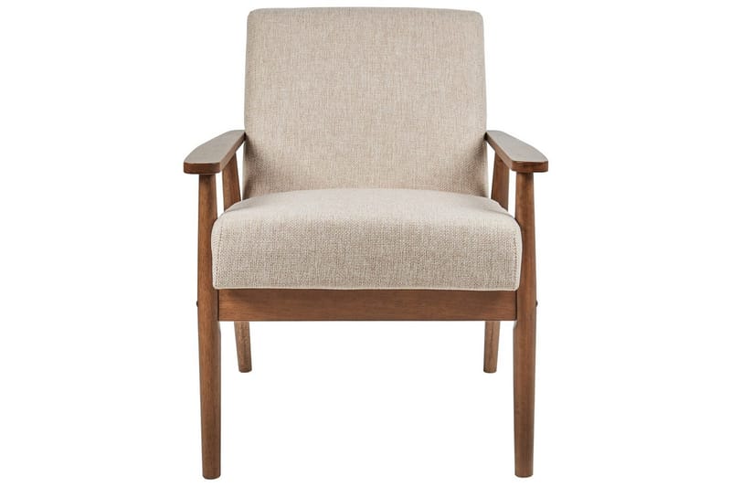 Nojatuoli Esrum Beige/tumma puu, Polyesteri - Beige/tumma puu, Polyesteri - Huonekalut - Tuoli & nojatuoli - Nojatuoli & lepotuoli
