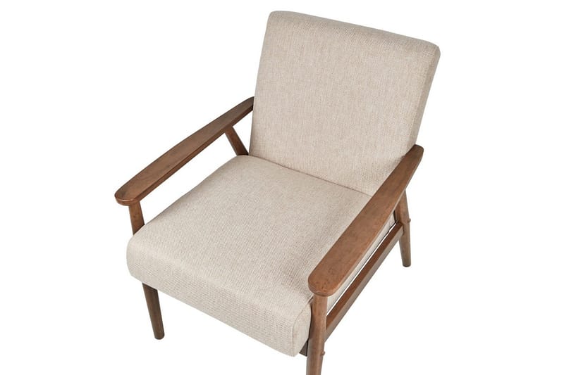 Nojatuoli Esrum Beige/tumma puu, Polyesteri - Beige/tumma puu, Polyesteri - Huonekalut - Tuoli & nojatuoli - Nojatuoli & lepotuoli