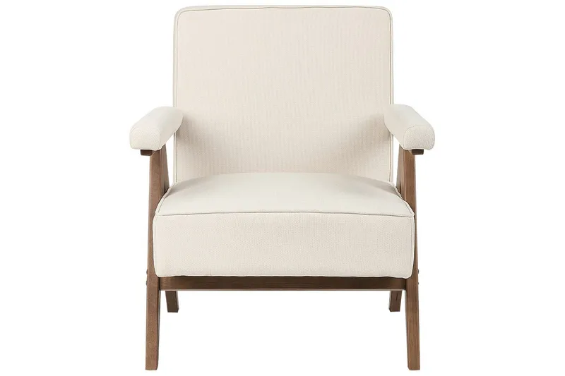 Nojatuoli Evje - Beige, tumma puu - Huonekalut - Tuoli & nojatuoli - Nojatuoli & lepotuoli