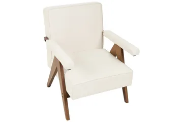 Nojatuoli Evje - Beige, tumma puu - Huonekalut - Tuoli & nojatuoli - Nojatuoli & lepotuoli