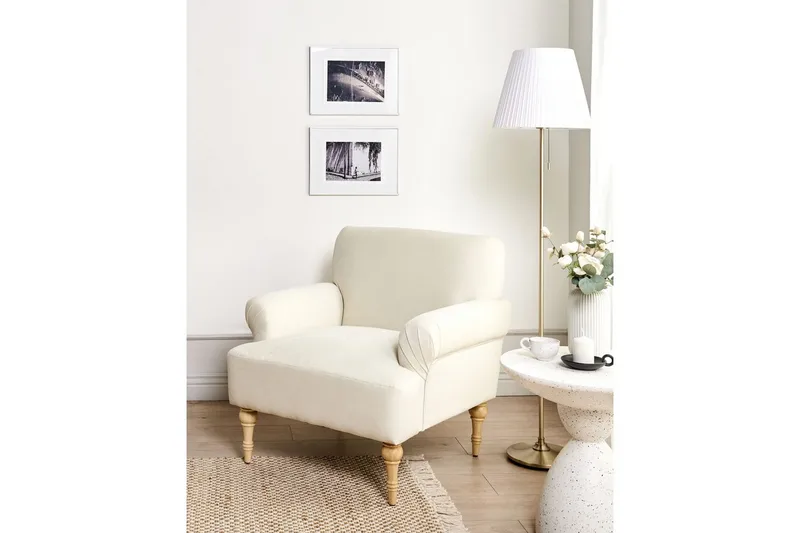 Nojatuoli Fredros - Beige, vaalea puu - Huonekalut - Tuoli & nojatuoli - Nojatuoli & lepotuoli