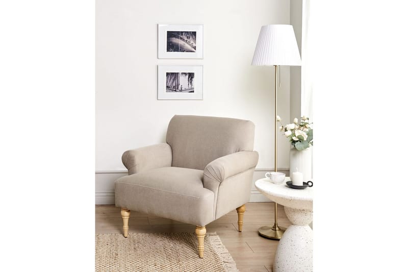 Nojatuoli Fredros - Taupe, vaalea puu - Huonekalut - Tuoli & nojatuoli - Nojatuoli & lepotuoli