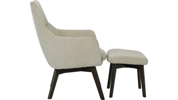 Halren nojatuoli ja jalkarahi kankaalla - Beige - Huonekalut - Tuoli & nojatuoli - Nojatuoli & lepotuoli