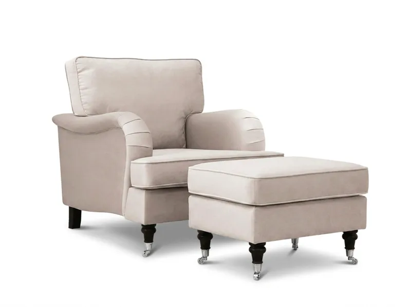 Howard Classic -sohvaryhmä, nojatuoli ja rahi sametissa, Beige