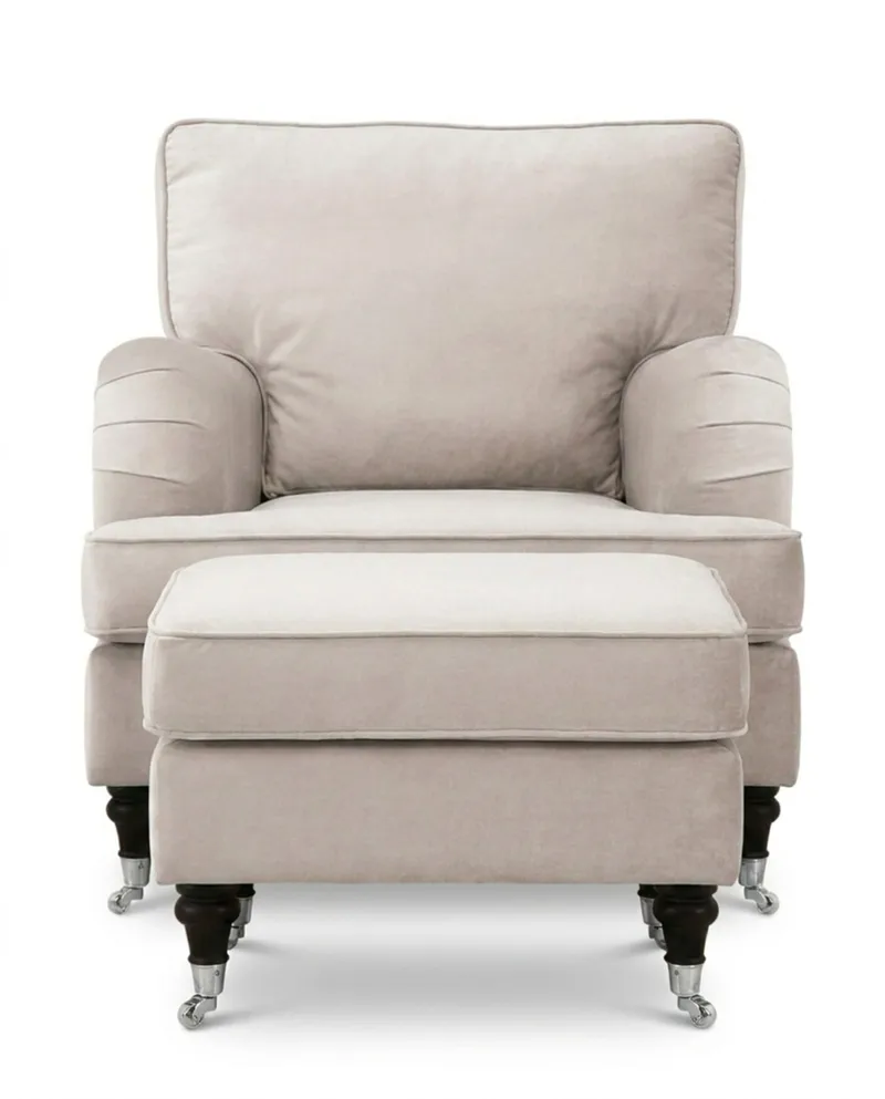 Howard Classic -sohvaryhmä, nojatuoli ja rahi sametissa - Beige - Huonekalut - Tuoli & nojatuoli - Nojatuoli & lepotuoli - Howard-nojatuolit