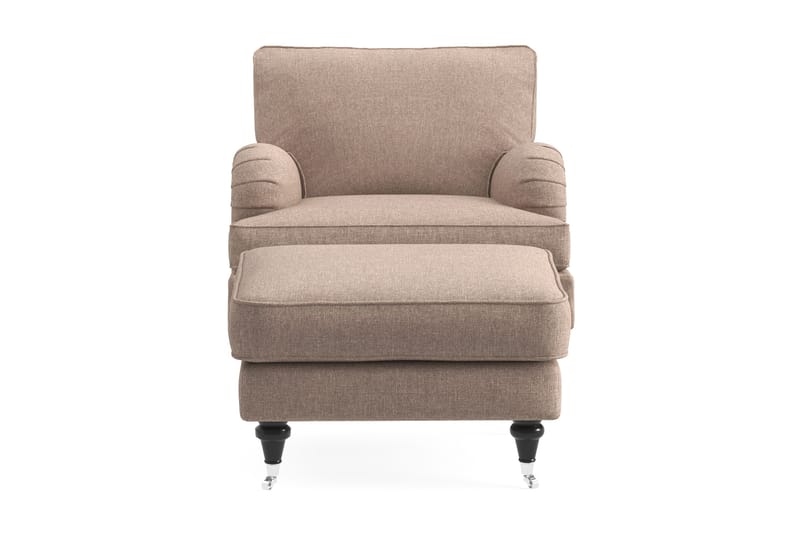 Tummabeige Nojatuoli + jalkarahi Oxford Classic