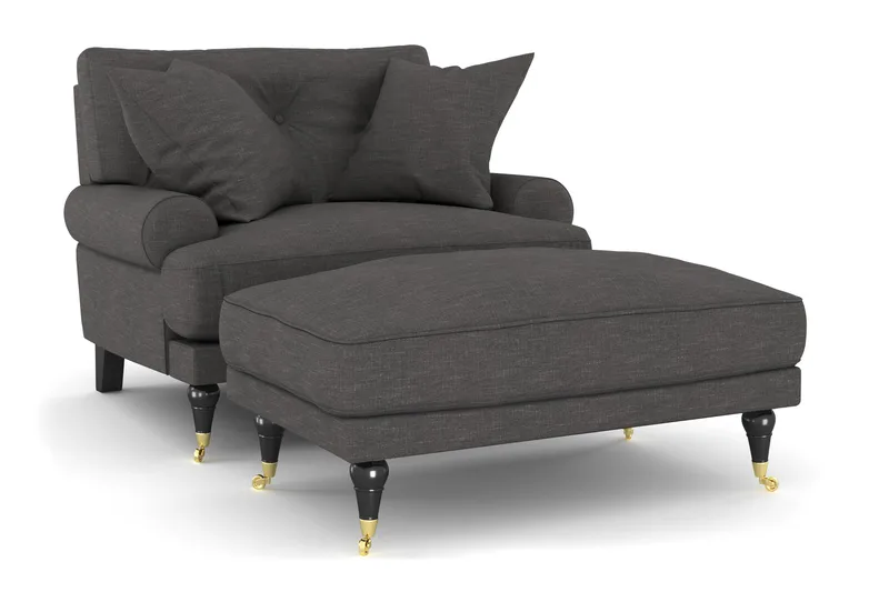 Nojatuoli jalkarahilla Webber - Tummanharmaa Messinki - Huonekalut - Tuoli & nojatuoli - Nojatuoli & lepotuoli - Howard-nojatuolit