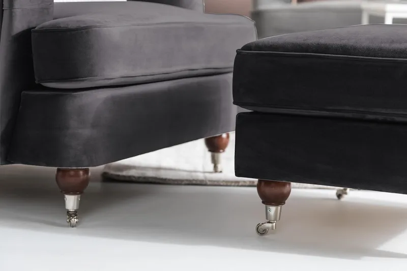 Nojatuoli New Castle Sametti - Tummanharmaa - Huonekalut - Tuoli & nojatuoli - Nojatuoli & lepotuoli - Howard-nojatuolit