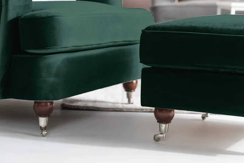 Nojatuoli New Castle Sametti - Tummanvihreä - Huonekalut - Tuoli & nojatuoli - Nojatuoli & lepotuoli - Howard-nojatuolit