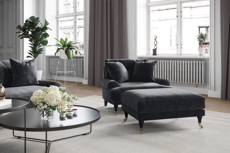 Nojatuoli Webber Sametti - Hopeanharmaa Kromi - Huonekalut - Tuoli & nojatuoli - Nojatuoli & lepotuoli - Howard-nojatuolit