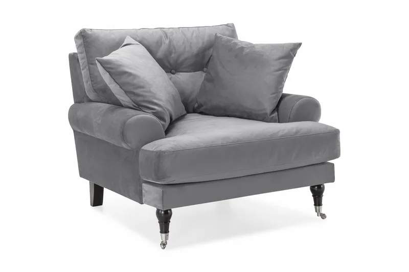 Nojatuoli Webber Sametti - Hopeanharmaa Kromi - Huonekalut - Tuoli & nojatuoli - Nojatuoli & lepotuoli - Howard-nojatuolit