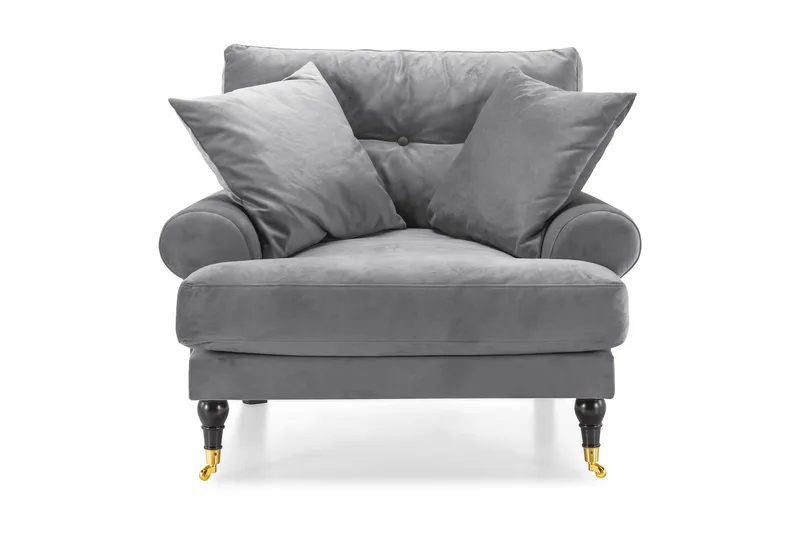 Nojatuoli Webber Sametti - Hopeanharmaa Messinki - Huonekalut - Tuoli & nojatuoli - Nojatuoli & lepotuoli - Howard-nojatuolit