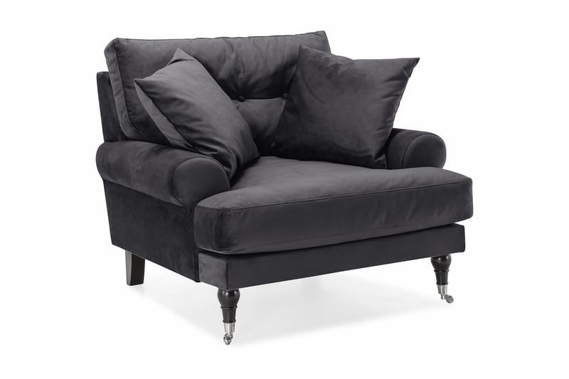 Nojatuoli Webber Sametti - Tummanharmaa Kromi - Huonekalut - Tuoli & nojatuoli - Nojatuoli & lepotuoli - Howard-nojatuolit