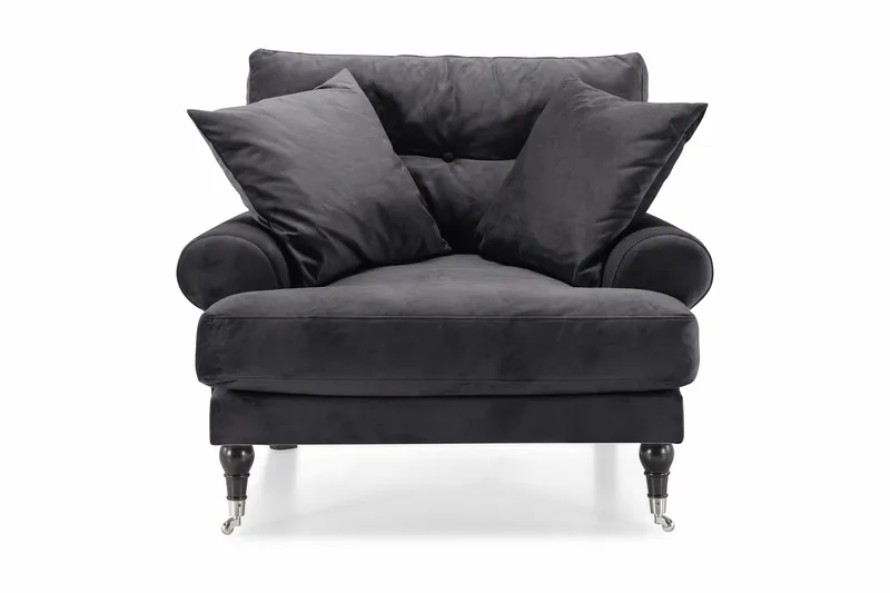 Nojatuoli Webber Sametti - Tummanharmaa Kromi - Huonekalut - Tuoli & nojatuoli - Nojatuoli & lepotuoli - Howard-nojatuolit