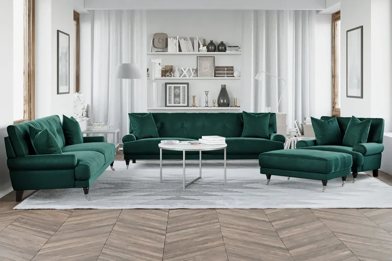 Nojatuoli Webber Sametti - Tummanvihreä Kromi - Huonekalut - Tuoli & nojatuoli - Nojatuoli & lepotuoli - Howard-nojatuolit