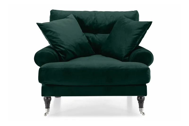 Nojatuoli Webber Sametti - Tummanvihreä Kromi - Huonekalut - Tuoli & nojatuoli - Nojatuoli & lepotuoli - Howard-nojatuolit