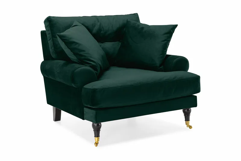 Nojatuoli Webber Sametti - Tummanvihreä Messinki - Huonekalut - Tuoli & nojatuoli - Nojatuoli & lepotuoli - Howard-nojatuolit
