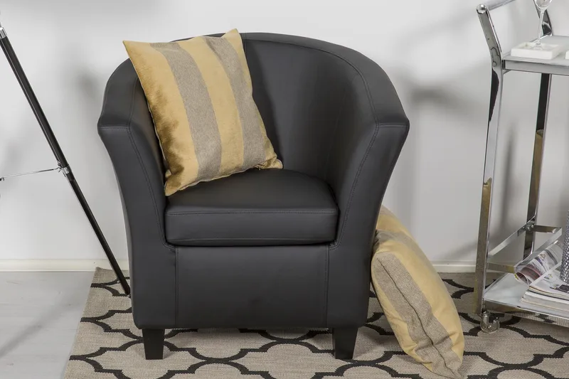 Klubituoli Polo Musta - PU - Huonekalut - Tuoli & nojatuoli - Nojatuoli & lepotuoli - Nahkainen nojatuoli