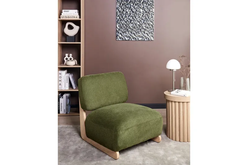 Nojatuoli Kokkola - Vihreä, vaalea puu - Huonekalut - Tuoli & nojatuoli - Nojatuoli & lepotuoli