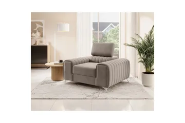 Nojatuoli Laucha - Beige - Huonekalut - Tuoli & nojatuoli - Nojatuoli & lepotuoli - Samettinojatuoli
