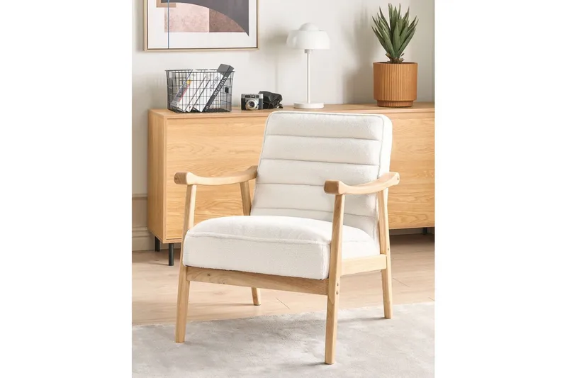 Nojatuoli Leknes - Valkoinen, vaalea puu - Huonekalut - Tuoli & nojatuoli - Nojatuoli & lepotuoli