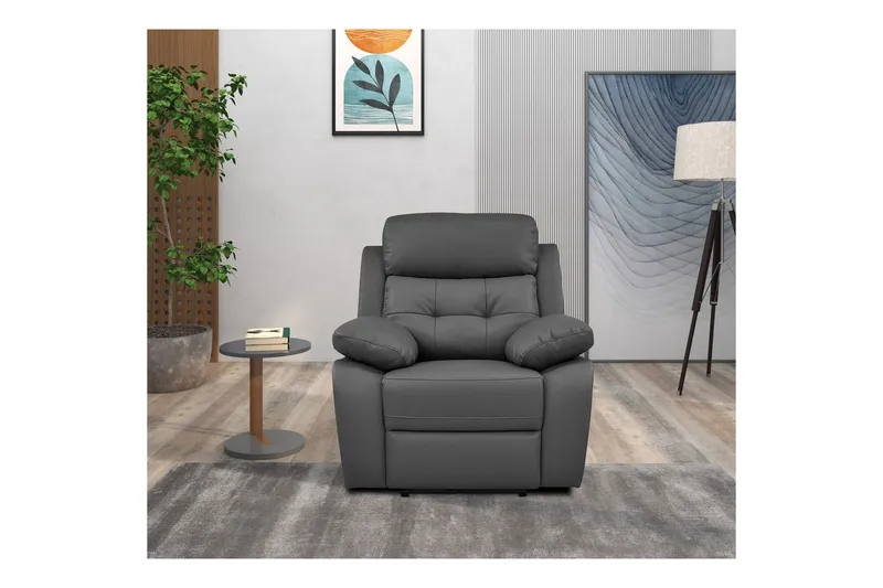 Lepotuoli Lannilis Harmaa, PU/Puu/Metalli, Manuaalinen nojatuoli - Harmaa, PU/Puu/Metalli, Manuaalinen nojatuoli - Huonekalut - Tuoli & nojatuoli - Nojatuoli & lepotuoli - Mekanismituoli