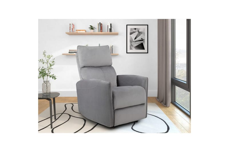 Lepotuoli Pineto Harmaa, Sametti/Metalli/Puu - Harmaa, Sametti/Metalli/Puu - Huonekalut - Tuoli & nojatuoli - Nojatuoli & lepotuoli - Mekanismituoli