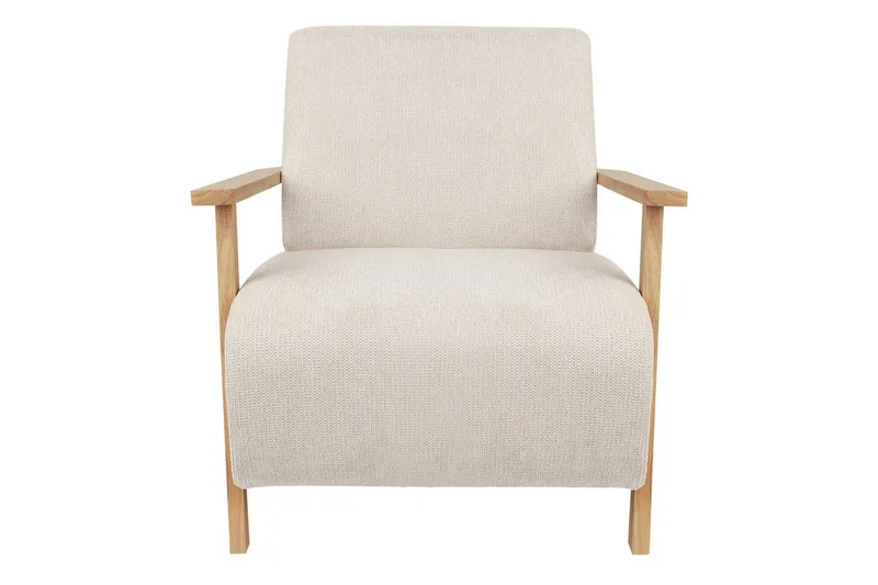 Nojatuoli Lesja - Vaaleanbeige, vaalea puu/Polyesteri - Huonekalut - Tuoli & nojatuoli - Nojatuoli & lepotuoli