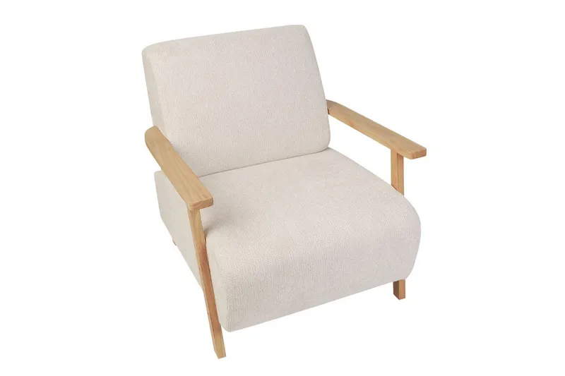 Nojatuoli Lesja - Vaaleanbeige, vaalea puu/Polyesteri - Huonekalut - Tuoli & nojatuoli - Nojatuoli & lepotuoli