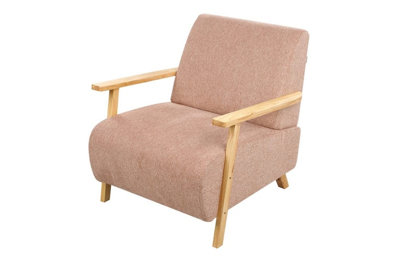 Nojatuoli Lesja - Vaaleanpunainen, vaalea puu/polyesteri - Huonekalut - Tuoli & nojatuoli - Nojatuoli & lepotuoli