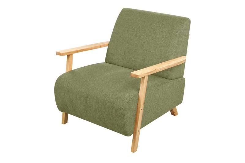 Nojatuoli Lesja - Vihreä, vaalea puu/polyesteri - Huonekalut - Tuoli & nojatuoli - Nojatuoli & lepotuoli